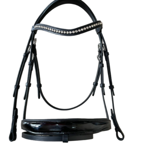 Indiana Signature Anatomical Padded Patent Dressage Bridle with Rubber Reins